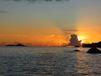 Scenic view of sea at sunset