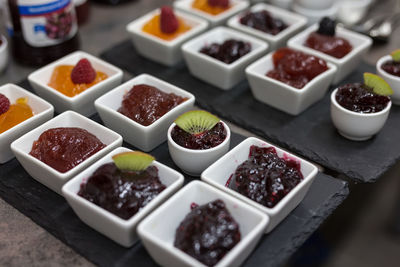 Close-up of fruits in bowl on table