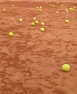 High angle view of balls on playing field