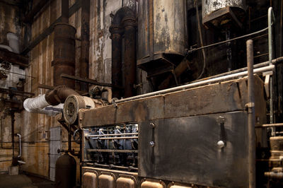 Interior view of an old abandoned factory.