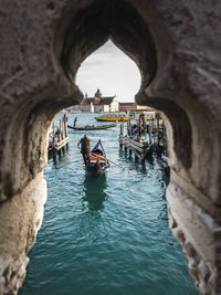 View of boats in canal