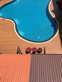 High angle view of chocolate on swimming pool