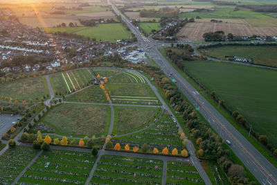 High angle view of agricultural field