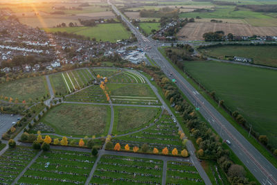 High angle view of agricultural field