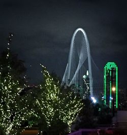 Illuminated ferris wheel at night