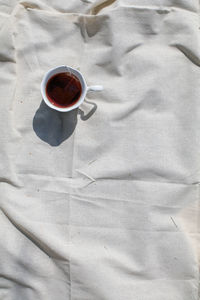 High angle view of coffee on table