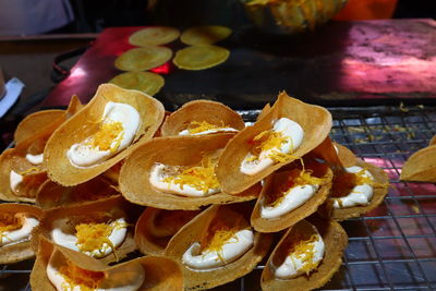 High angle view of food on table