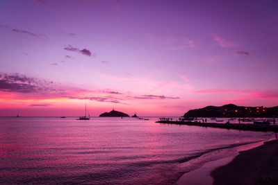 Scenic view of sea against sky at sunset