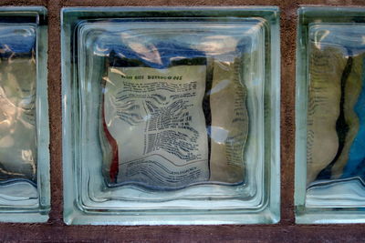 Interior of glass window on display