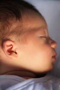 Close-up of cute baby sleeping