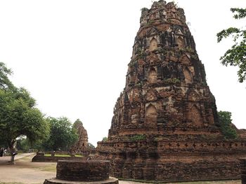 Low angle view of old temple against sky