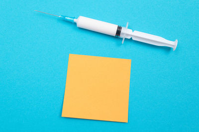 High angle view of pen on table