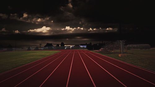 Running track against overcast sky