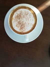 High angle view of coffee on table