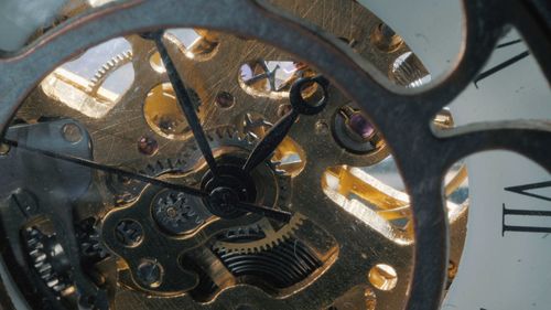 Close-up of watch machine