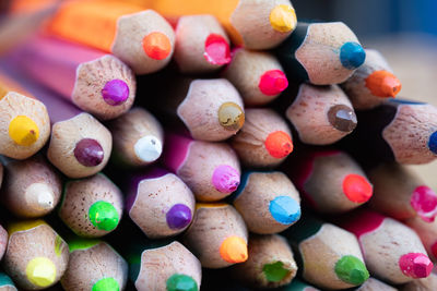 Close-up of multi colored pencils