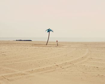 Scenic view of beach against clear sky