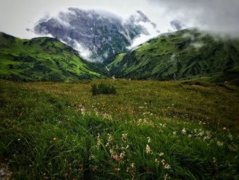 Scenic view of mountains against sky