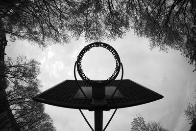 Low angle view of basketball hoop against sky