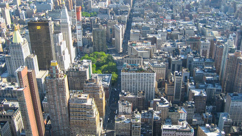 High angle view of buildings in city