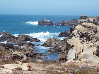 Scenic view of sea against clear sky