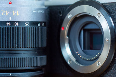 Close-up of camera and lens