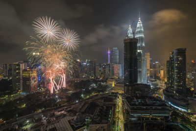 Firework display at night