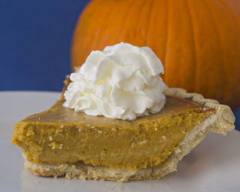 Close-up of cake slice in plate