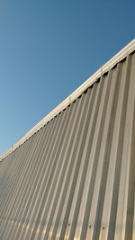 Low angle view of building against clear blue sky