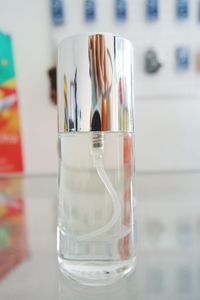 Close-up of glass jar on table