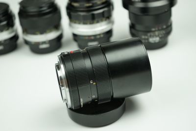 Close-up of camera on table