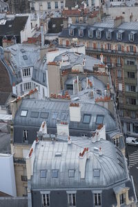 High angle view of buildings in city