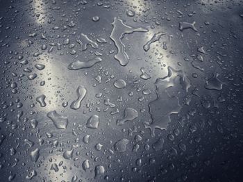 Full frame shot of raindrops on glass window