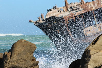 Close-up of sea against clear sky