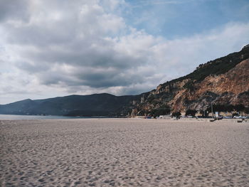 Scenic view of beach against sky