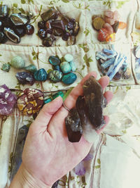 High angle view of hand holding ice cream