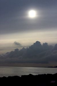 Scenic view of sea against sky at night