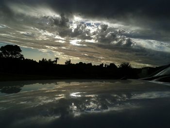 Reflection of clouds in sea at dusk