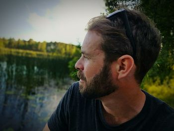 Close-up of mid adult man in water