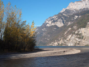 Scenic view of lake against clear sky