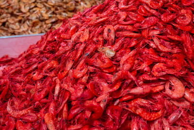 Dry shrimp for sale at the famous and grandiose são joaquim fair in salvador, bahia, brazil.