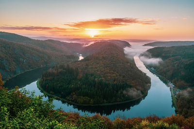 Panoramic view from the cloef to the saar loop, germany.