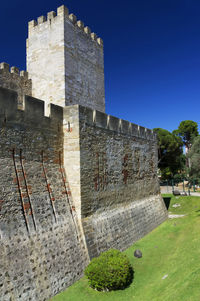 View of fountain against clear blue sky