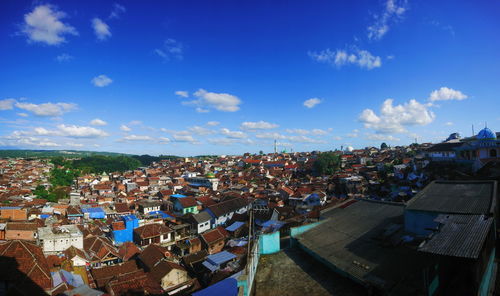 High angle view of townscape against sky