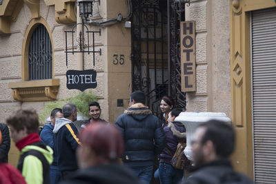 People on street in city