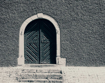 Closed door of old building