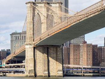 Bridge in city against sky