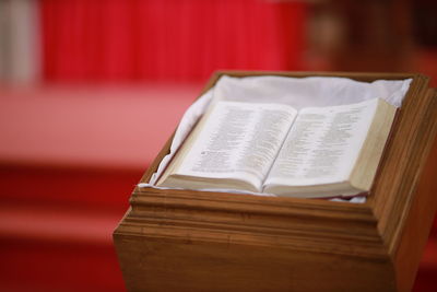 Close-up of books on table