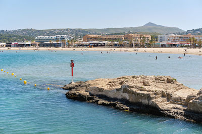 Scenic view of sea against clear sky