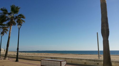 Scenic view of sea against clear sky